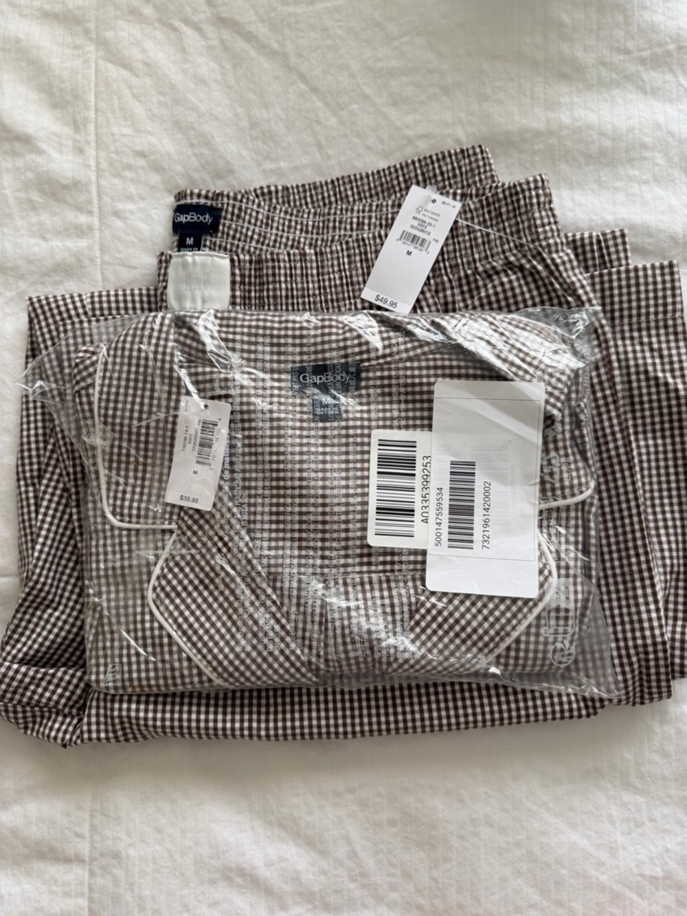 Gap Poplin Pajama Set - Brown Gingham - Size M - Picture 7 of 7
